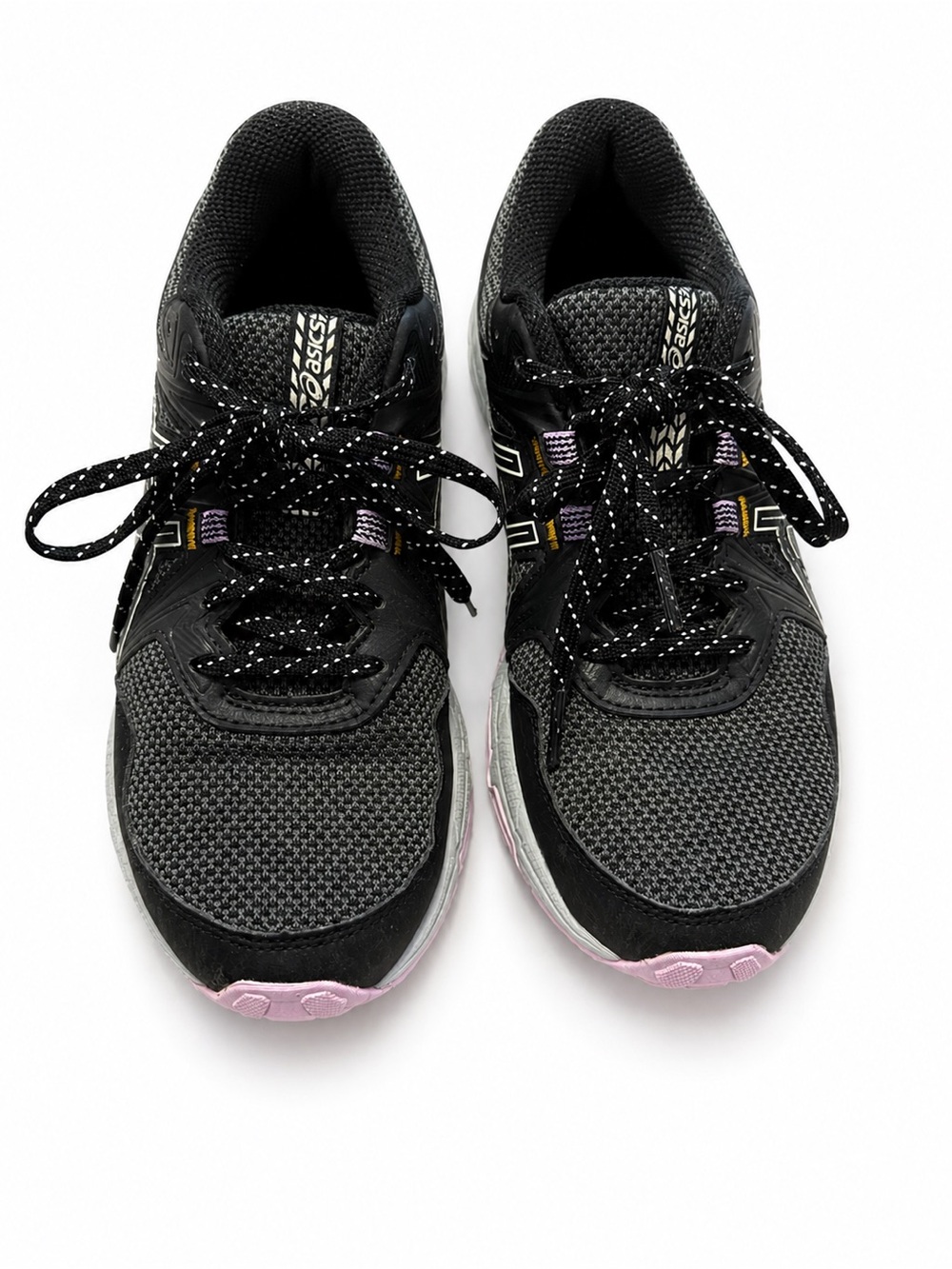 ASICS Women's Black Athletic Sneakers with Pink Outsole Accents size 7 GUC